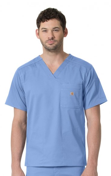 *FINAL SALE L C16418 Carhartt Ripstop Rugged Flex Men's Slim Fit 6 Pocket Scrub Top