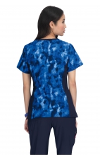 1049PR koi Lite Stretch Raquel Mock-Wrap Print Top - Camo Visions