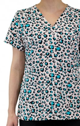 1767 Maevn V-Neck Print Top - Pastel Leopard