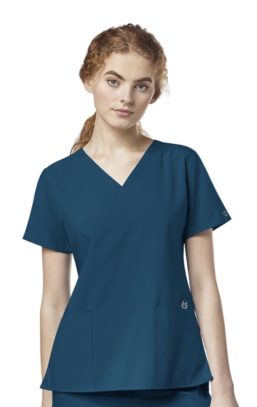 *FINAL SALE 2XL 6555 W123 by WonderWink - Flex Back Stylized V-Neck Scrub Top