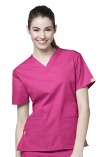 6016 WonderWink Origins Bravo V-neck Scrub Tops - Hot Pink