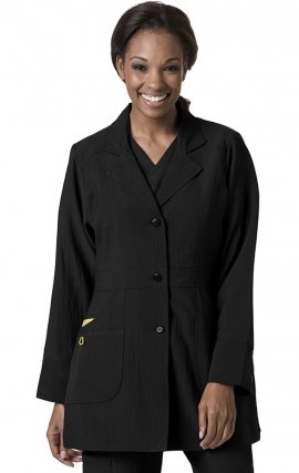 7004 WonderWink Four-Stretch 32 Inch Three Button Lab Coats - Black