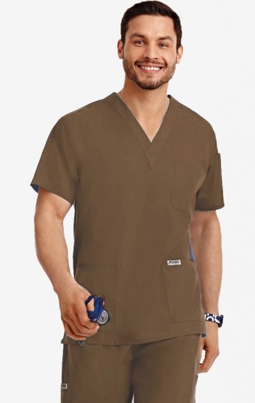 *FINAL SALE BROWN 310T MOBB Classic Unisex 3 Pocket Scrub Top *FINAL SALE BROWN 310T MOBB Classic Unisex 3 Pocket Scrub Top