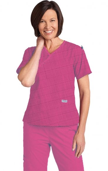 *FINAL SALE DUSTY ROSE POLKA DOT 323T Criss Cross Scrub Top by MOBB *FINAL SALE DUSTY ROSE POLKA DOT 323T Criss Cross Scrub Top by MOBB