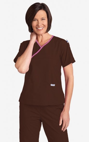 *FINAL SALE BROWN/DUSTY ROSE 323T Criss Cross Scrub Top by MOBB *FINAL SALE BROWN/DUSTY ROSE 323T Criss Cross Scrub Top by MOBB