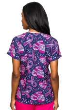 8564 Med Couture V-Neck Vicky Print Scrub Top - Cancer Awareness