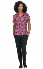 F101PR French Bull by koi Doll V-Neck Print Scrub Top - Houndstooth Rose