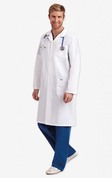 L407 Full Length Unisex Lab Coat Snap Front - Men's View