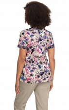 1070PR Koi Stretch Elena 4 Pocket Print Top - Watercolor Petals