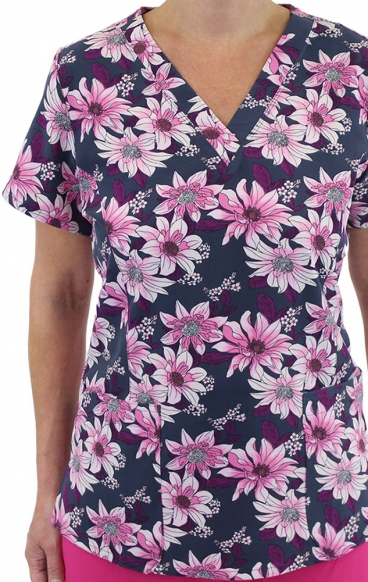 9810 Maevn Women's Printed V-Neck Top - Botanic Beauties