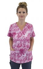 9810 Maevn Women's Printed V-Neck Top - Pink Strength