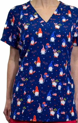 9810 Maevn Women's Printed V-Neck Top - Gnome of the Free