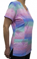 9810 Maevn Women's Printed V-Neck Top - Pastel Prism