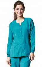 8114 WonderWink Four-Stretch Button Front Scrub Jackets - Real Teal