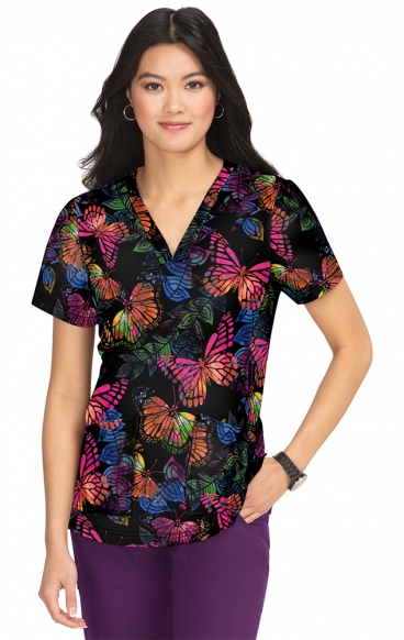 1075PR Planet koi Aria Print Top - Dancing Butterflies