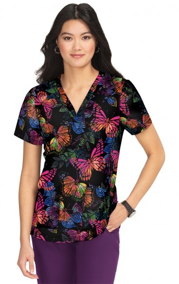 1075PR Planet koi Aria Print Top - Dancing Butterflies