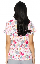 8564 Med Couture V-Neck Vicky Print Scrub Top - Sloth Party