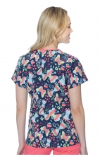 8564 Med Couture V-Neck Vicky Print Scrub Top - Butterfly Friends