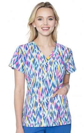 8564 Med Couture V-Neck Vicky Print Scrub Top - Watercolor Animal