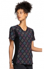 *FINAL SALE 4700 - Cherokee Prints V-Neck Scrub Top in Hearts On The Line