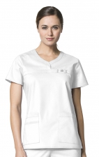 6208 WonderFlex Patience Curved Notch Neck Scrub Tops - True White