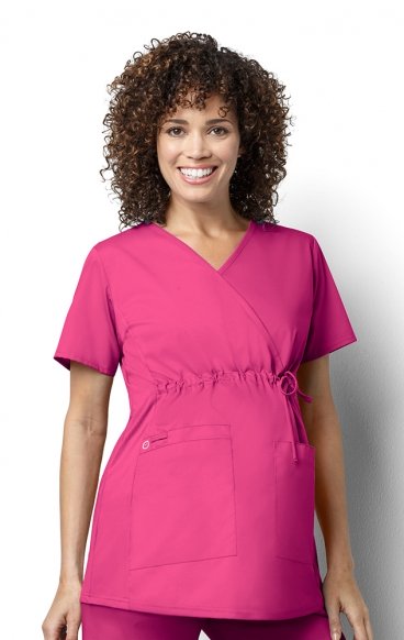 *FINAL SALE FUCHSIA 145 WonderWORK Maternity Mock Wrap Scrub Tops