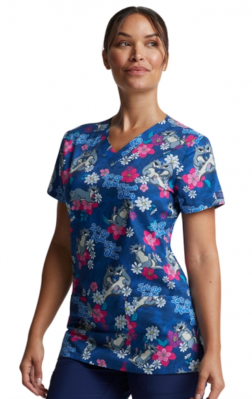*FINAL SALE DK704 V-Neck Top in Be Kind To Each Otter - Dickies Prints - Bi-stretch