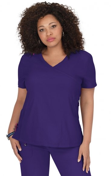 *FINAL SALE 4XL 316 Koi Lite™ Scrubs Philosophy Mock Wrap Side Zipper Top