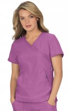 316 Koi Lite™ Scrubs Philosophy Mock Wrap Side Zipper Top