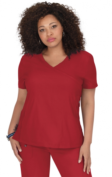 316 Koi Lite™ Scrubs Philosophy Mock Wrap Side Zipper Top