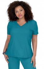 316 Koi Lite™ Scrubs Philosophy Mock Wrap Side Zipper Top