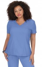 316 Koi Lite™ Scrubs Philosophy Mock Wrap Side Zipper Top
