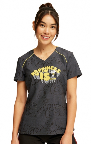 CK713 Rounded V-Neck Print Top by Infinity - Make Me Happy