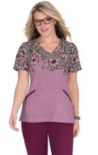 1089PR koi Stretch Brianne Print Top - Antique Camellia