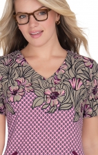 1089PR koi Stretch Brianne Print Top - Antique Camellia