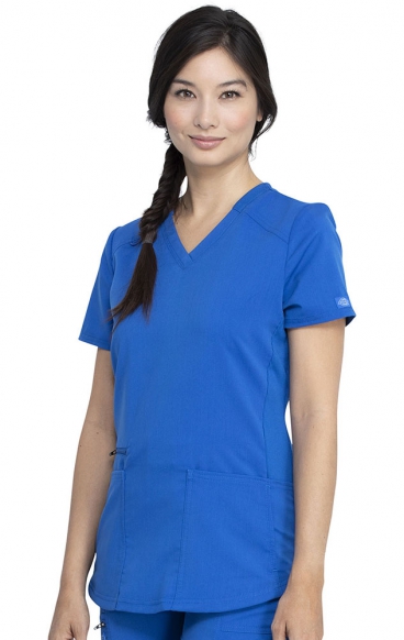 DK875 Dickies Balance V-Neck Top with Rib-Knit Panels DK875 Dickies Balance V-Neck Top with Rib-Knit Panels