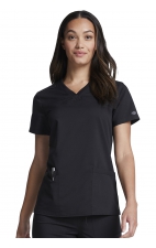 DK870 Dickies Balance V-Neck Top with Rib-Knit Panels