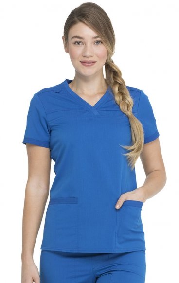 DK870 Dickies Balance V-Neck Top with Rib-Knit Panels DK870 Dickies Balance V-Neck Top with Rib-Knit Panels