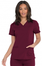 DK870 Dickies Balance V-Neck Top with Rib-Knit Panels