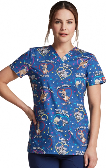 *FINAL SALE DK704 Dickies Prints V-Neck Top in Roo-ting For You
