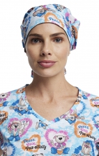 DK514 Dickies Print Bouffant Scrub Cap with Mask Tabs - Hippie Hounds