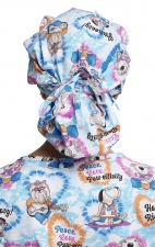 DK514 Dickies Print Bouffant Scrub Cap with Mask Tabs - Hippie Hounds