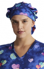 DK514 Dickies Print Bouffant Scrub Cap with Mask Tabs - Hippie Hearts