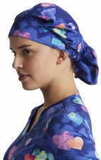 DK514 Dickies Print Bouffant Scrub Cap with Mask Tabs - Hippie Hearts
