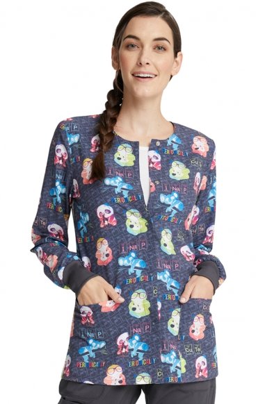 *FINAL SALE CK321 Cherokee Prints Snap Front Print Warm-up Jacket in Science Friends