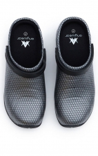Zone Black Silver Pattern Wide Unisex Anti-Slip Step In EVA Clog by Anywear Footwear