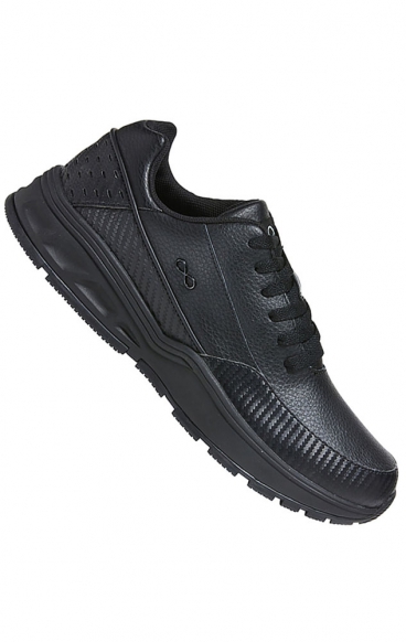 Flow Black Wide Genuine Leather Slip-Resistant Sneaker from Infinity Footwear by Cherokee