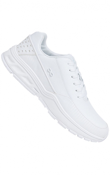 *FINAL SALE Flow White Genuine Leather Slip-Resistant Sneaker from Infinity Footwear by Cherokee