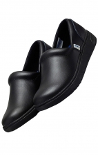 Melody Black Slip Resistant Slip On Leather Shoe from Workwear Footwear by Cherokee