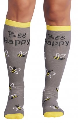 Print Support Bee Happy Women's Graduated Medium Support Compression Socks by Cherokee